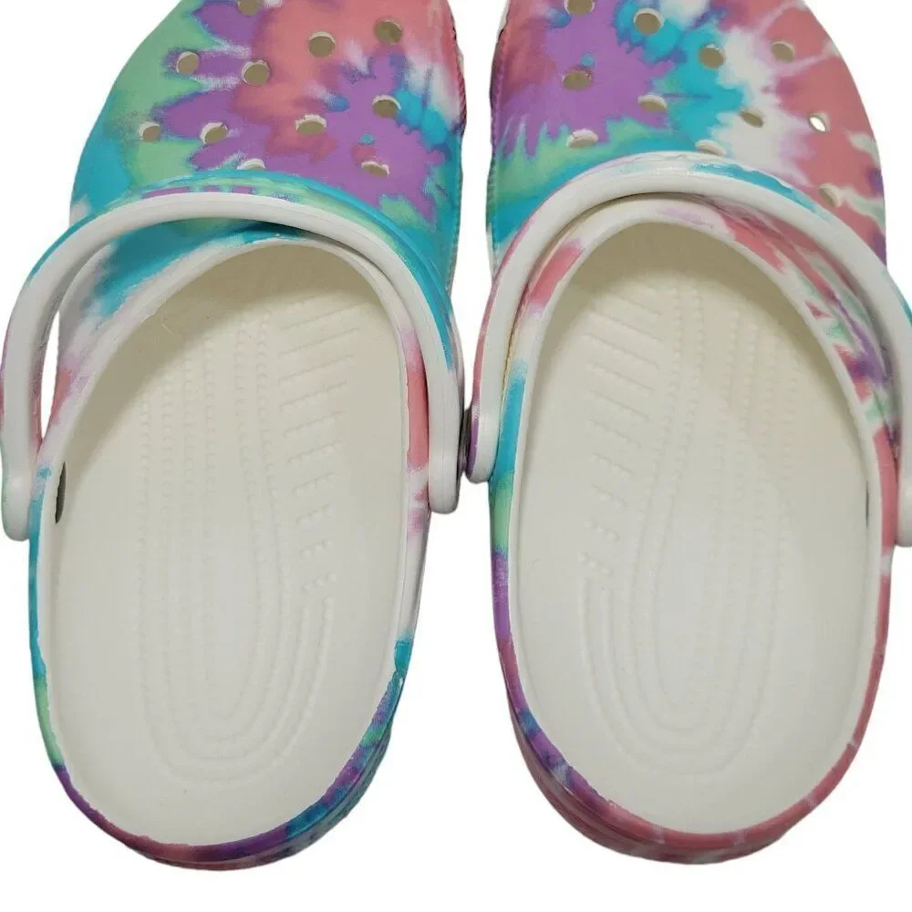 Crocs Clogs Jr Big Kid J6 Classic Tie Dye Multi Color Child 205451 Women 8 Men 6